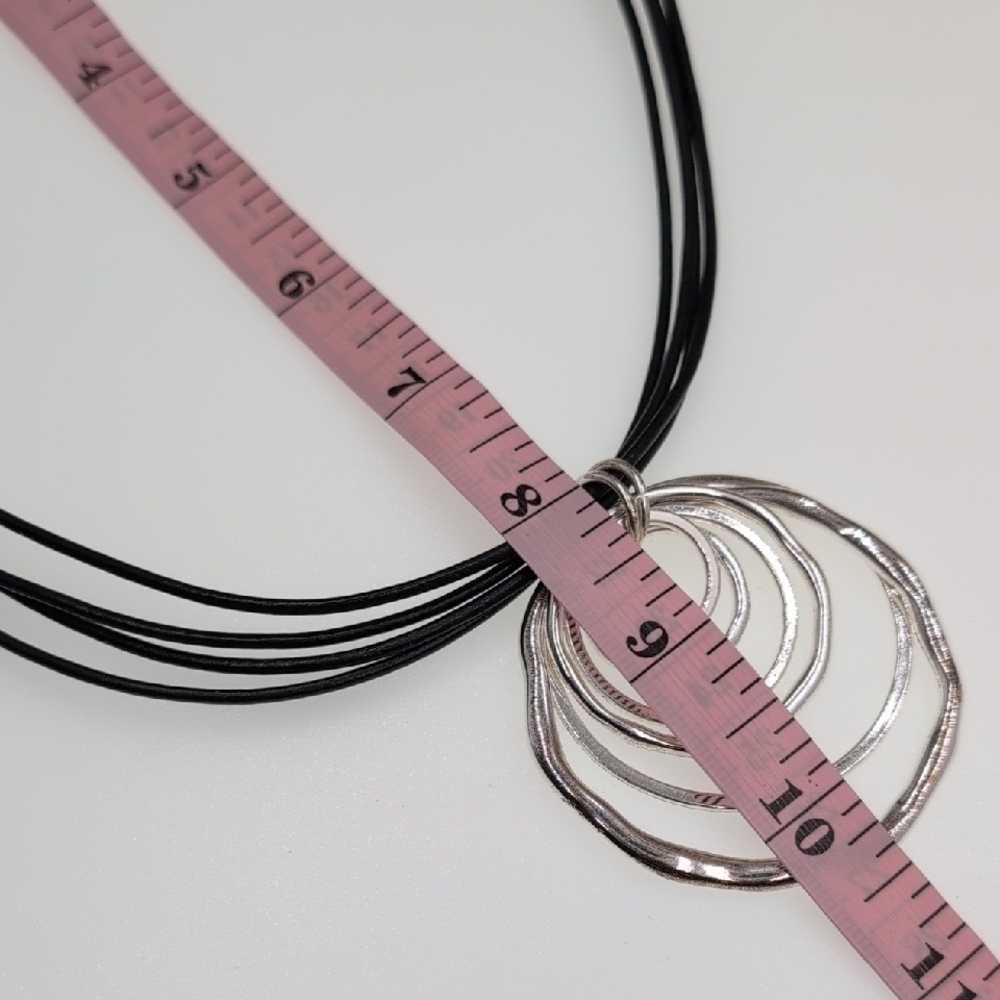 Anne Klein Silver and Black Geometric Necklace - Picture 4 of 6
